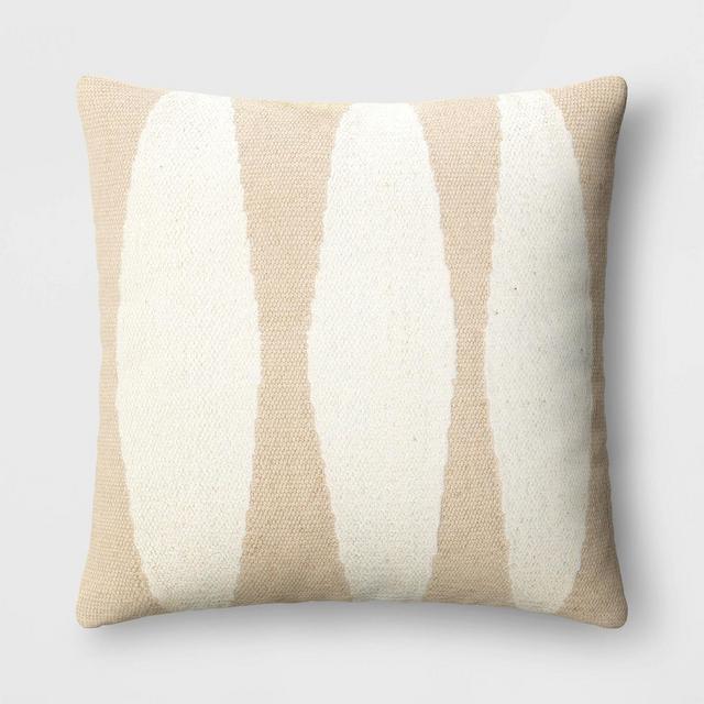 Cotton Woven Modern Square Throw Pillow Beige/Ivory - Threshold™