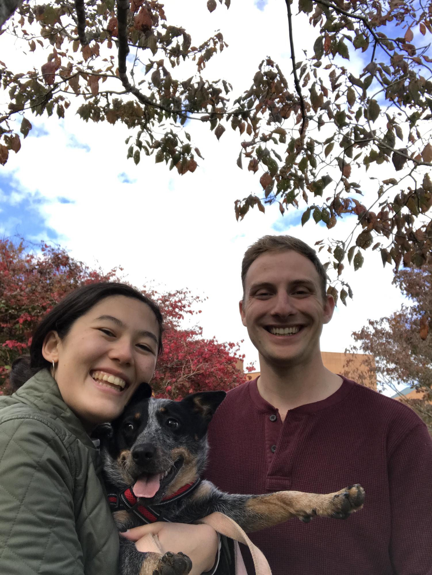 Our first picture together with our first puppy Aiko, who many of you know and love!