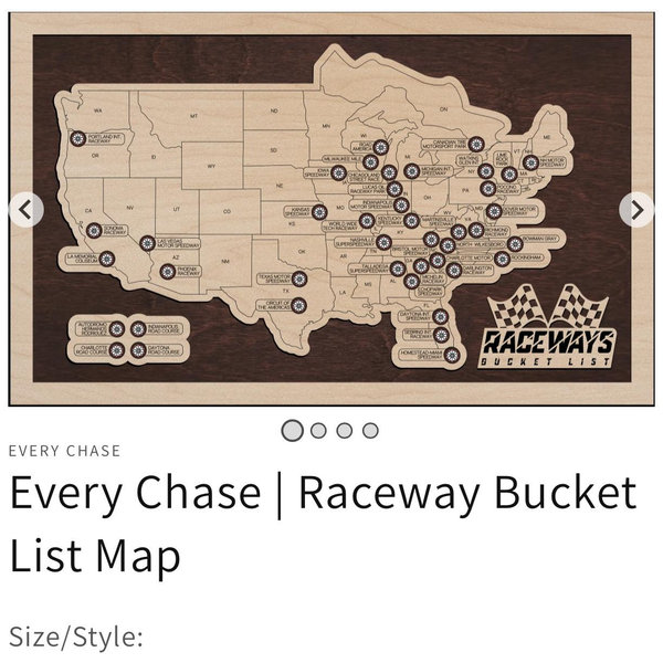 Every Chase | Raceway Bucket List Map - See Notes for exact style