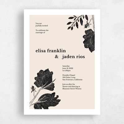 Beige Floral Wedding Invitation - Catania Bloom