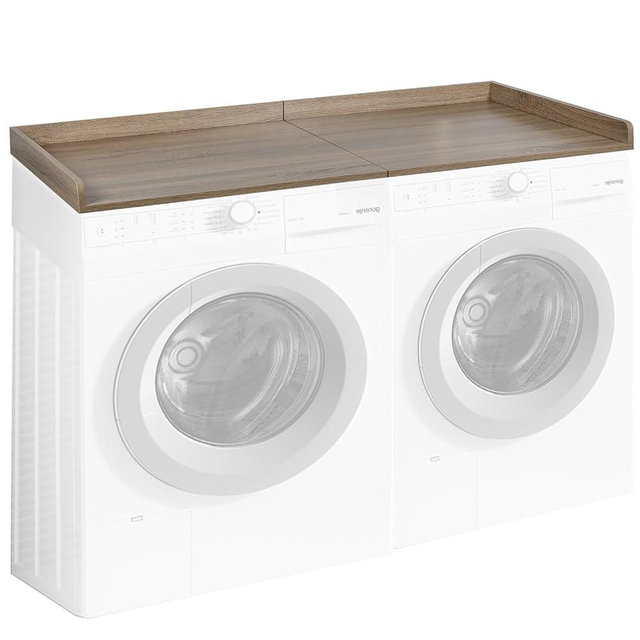 Washer Dryer Countertop, Laundry Countertop with Edge Rails, 27.5" Depth x 54" Washer and Dryer Covers for The top, for for Laundry Room Organization and Storage（Knife Wood Color）