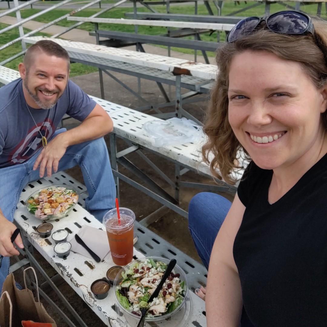 March 2020 - a take-out lunch in the park after successfully defending our graduate theses via Zoom.