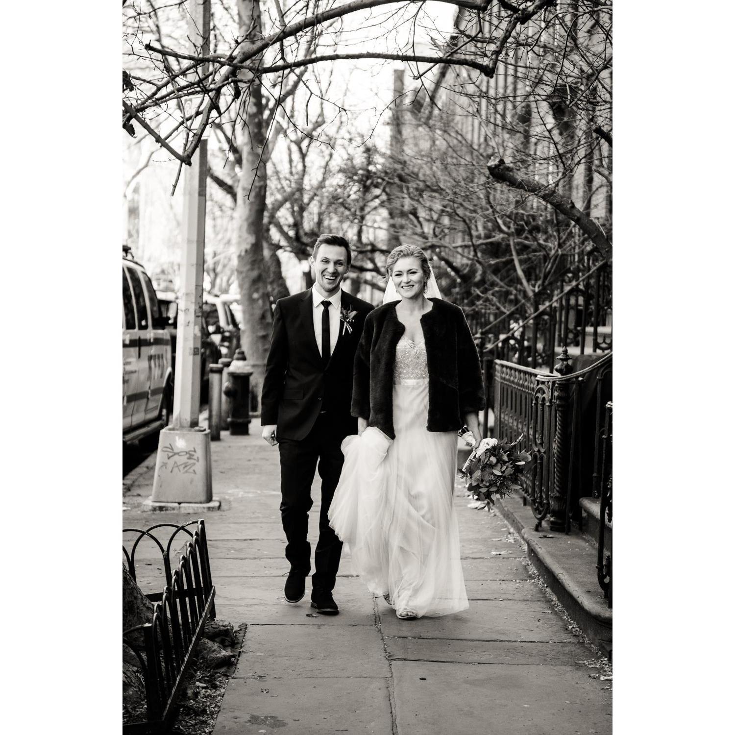 Walking to the ceremony