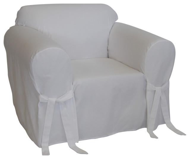 Classic Slipcovers Brushed Twill 1-Piece Chair Slipcover Solid White