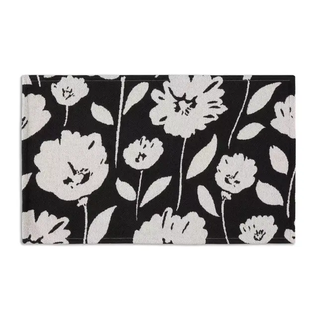 Simply Essential™ Chevron 32-Inch Woven Kitchen Mat in Black