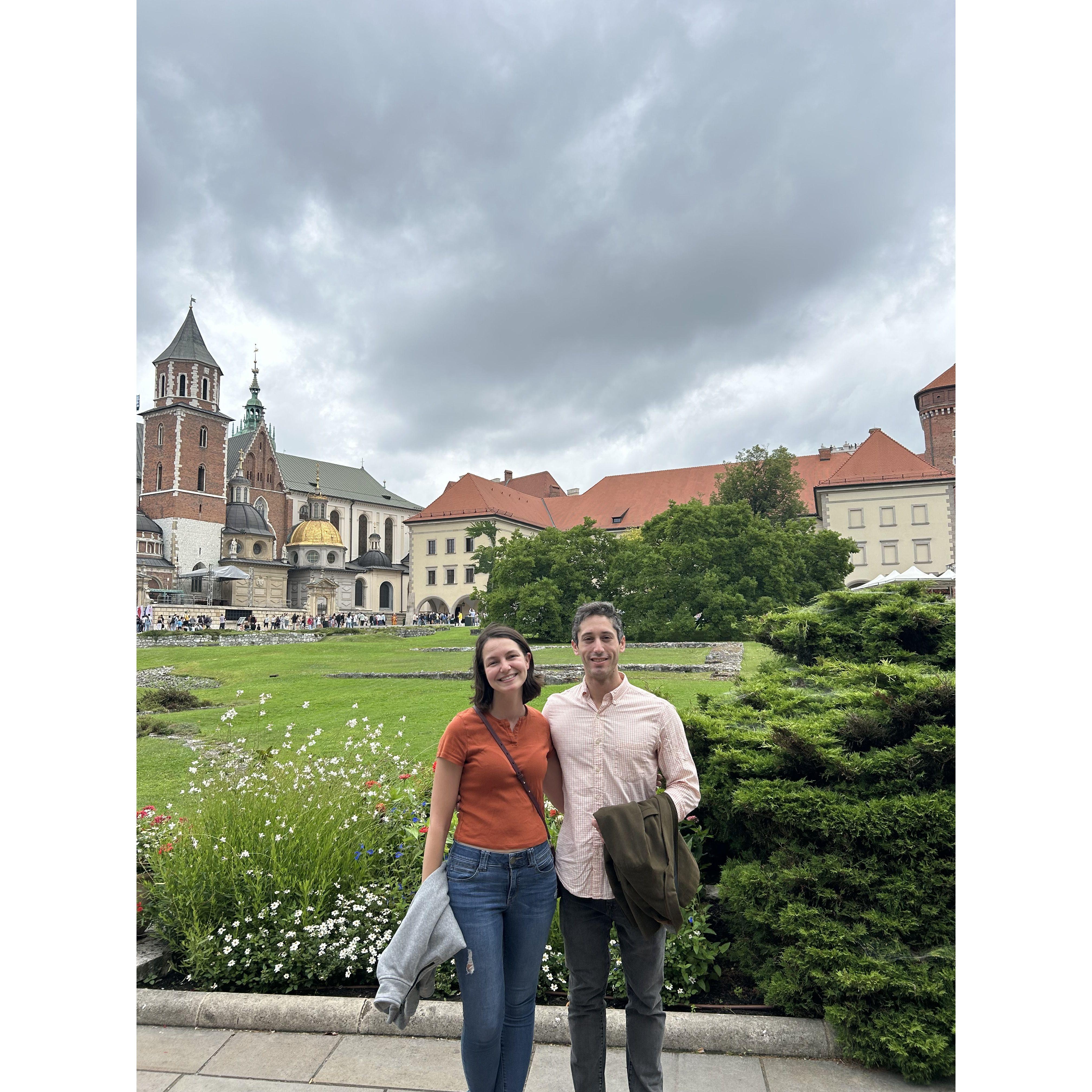 At Wawel Castle in Krakow, Poland; don't worry, they braved out that rainstorm underground (see the next picture) - August 2024