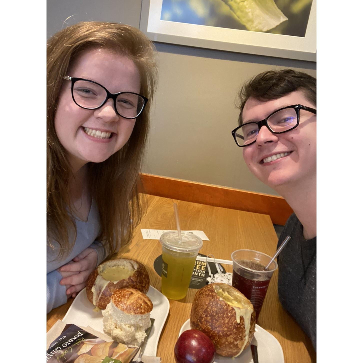 Panera date thanks to Grandma Kay and Grandpa Ken!