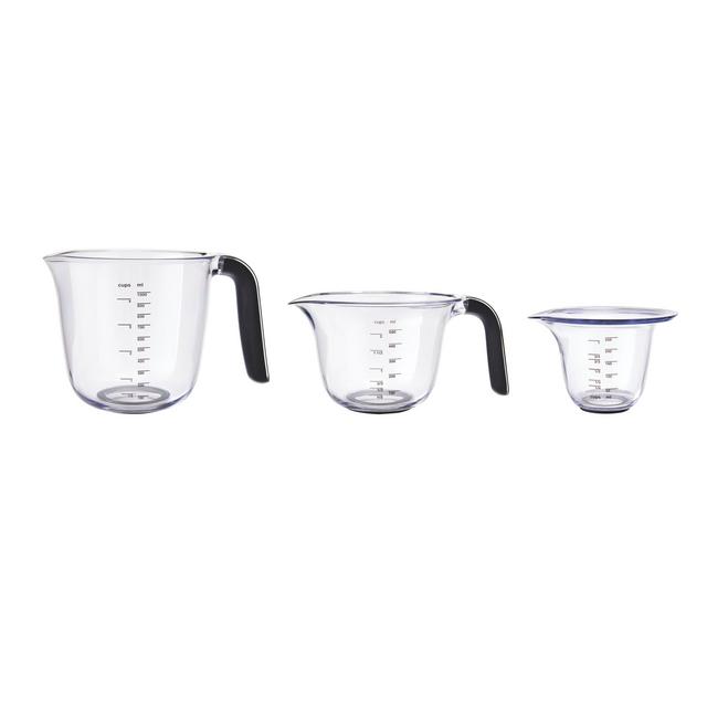 Kitchenaid Universal Set of 3 Measuring Jugs in Black and Clear