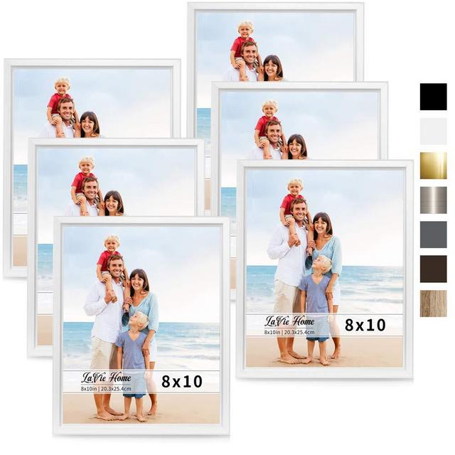 LaVie Home 8x10 Picture Frames (6 Pack, White) Simple Designed Photo Frame with High Definition Glass for Wall Mount & Table Top Display, Set of 6 Classic Collection