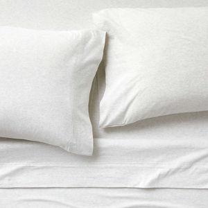 Cozysoft Organic Cotton Jersey Heather Ivory King Bed Sheet Set + Reviews | Crate & Barrel