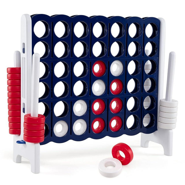 Costzon Giant 4-in-A-Row, Jumbo 4-to-Score Giant Game Set for Kids & Adults, Indoor Outdoor Yard Connect Game, 3.5FT Tall with 42 Jumbo Rings & Quick-Release Slider, Perfect for Family & Party Games