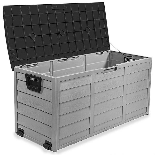 Barton Heavy Duty 63-Gallons Outdoor Deck Box Patio Storage Box Container Pools Yard Garden Tool Storage w/Wheel