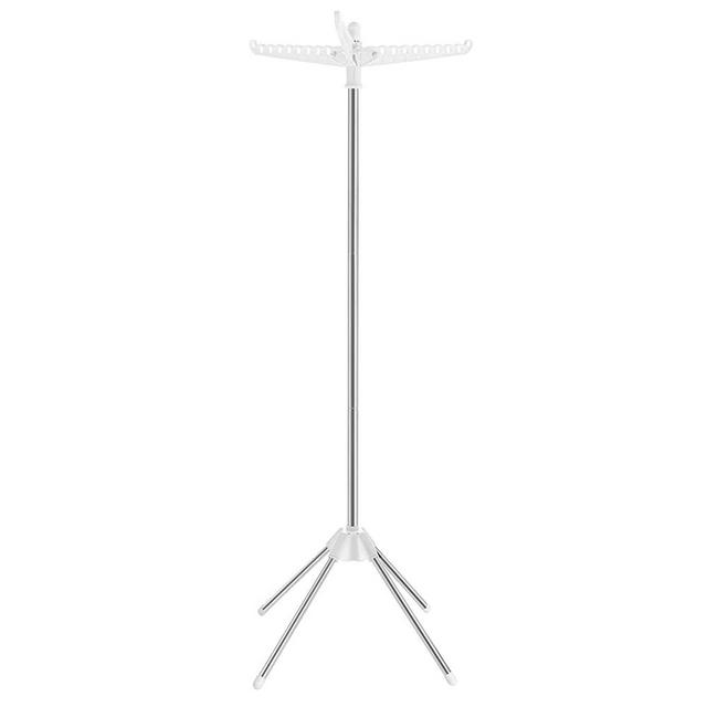 SONGMICS Clothes Drying Rack, Quadripod Laundry Air-Drying Rack, Space-Saving and Foldable with 3 Arms, Indoor Rotary Garment Rack, Stainless Steel, Silver ULLR510W01