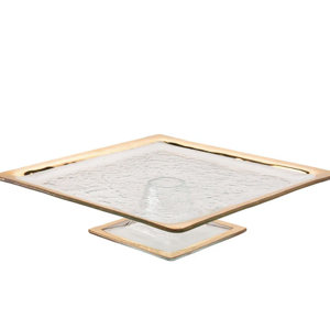 Annieglass Roman Antique Square Cake Plate