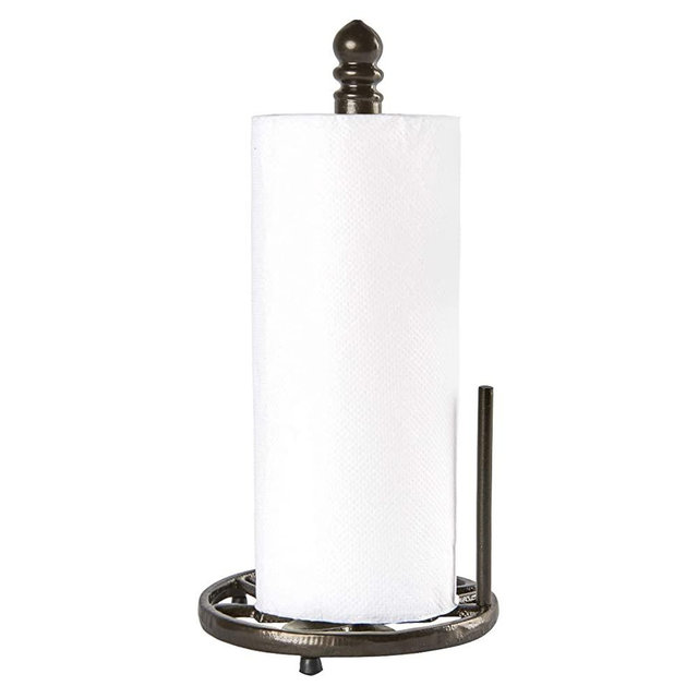 JOGREFUL Decorative Paper Towel Holder Stand, Vintage Cast Iron Roll Paper Towel Stand, Easy One-Handed Tear for Kitchen Countertop Bathroom Home Decor-Coffee Gold