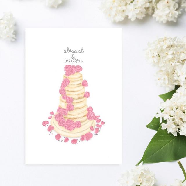 Custom Wedding Cake Illustration Print | A4 | Please read the description fully before ordering
