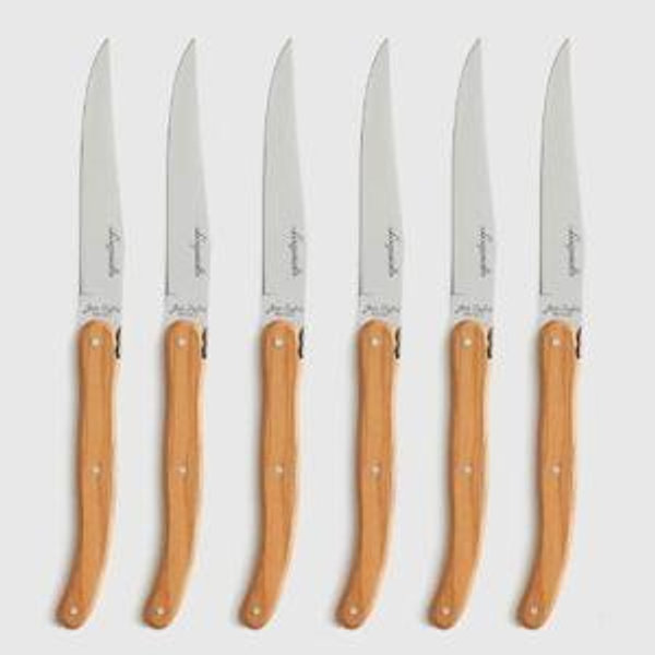 Jean Dubost Laguiole Olivewood Steak Knives (Set of 6)