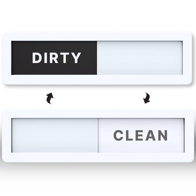Dishwasher Magnet Clean Dirty Sign - Extra Small Size - Slide Indicator Magnetic Kitchen Gadgets - New Home Essentials - Kitchen Organization Decor Accessories - Countertop Dishwashers - White