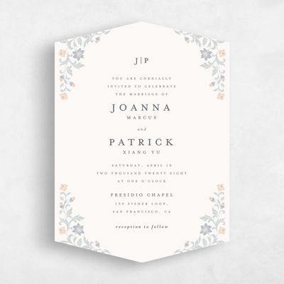 Beige Diamond Wedding Invitation - Petal Classic