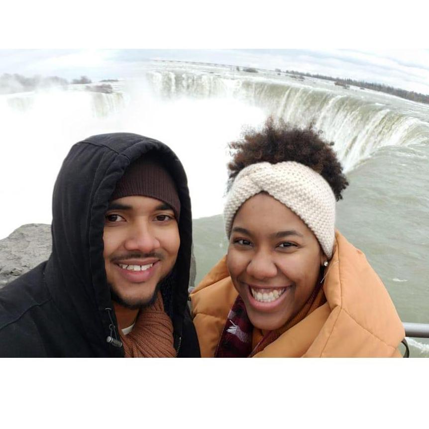 Don't let the smiles fool you, it was freezing at Niagara Falls!