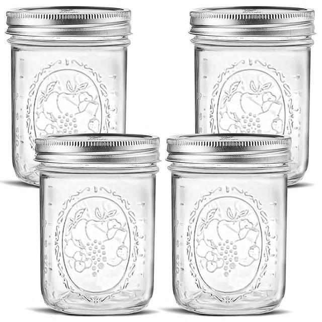Wide Mouth Mason Jars 16 oz - (4 Pack) - Ball Wide Mouth Pint 16-Ounces Mason Jars With Airtight lids and Bands - For Canning, Fermenting, Freezing, Storage + M.E.M Rubber Jar Opener Included