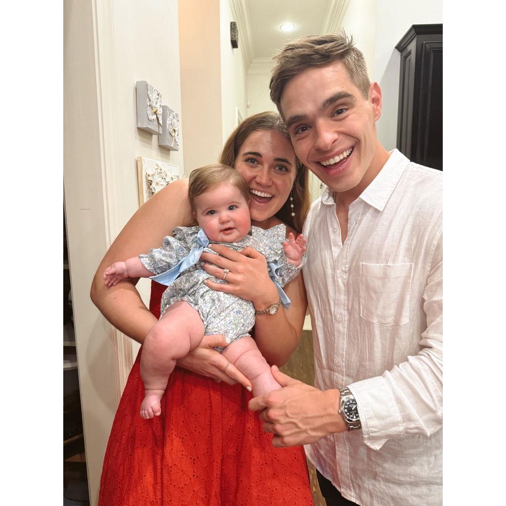 Mike and Alex with Alex's goddaughter (and Flower Girl) Jane the day they got engaged!