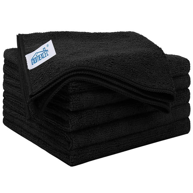 HOMEXCEL Black Microfiber Cleaning Cloth 6 Pack, 12.5 x 12.5 inch Microfiber Towels for Cars, Ultra Absorbent Car Washing Cloth, Lint Free Streak Free Cleaning Rags for Car, Kitchen, and Window