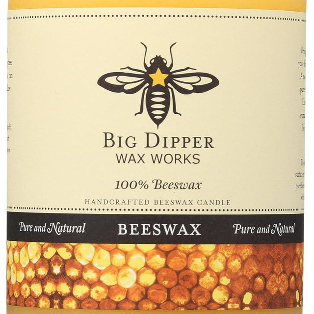 Big Dipper Wax Works Beeswax Pillar Candle, 60-Hour Long Burn, Pure Beeswax Candle, Large 3" x 3.5”