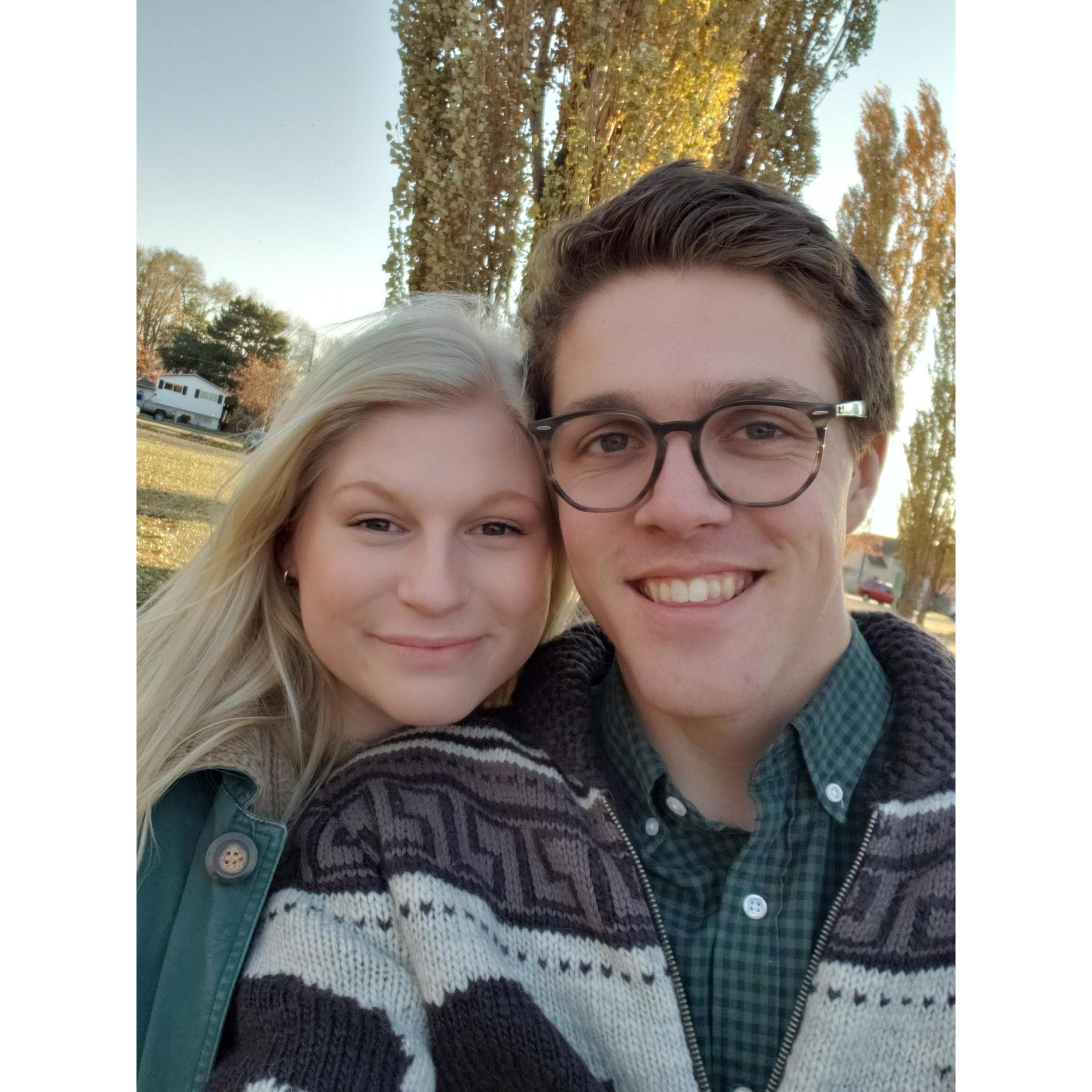 Our first picture together! Lance later proposed in this park.