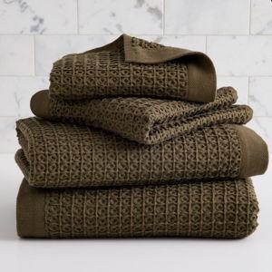 Waffle Bath Towels (Dark Olive)