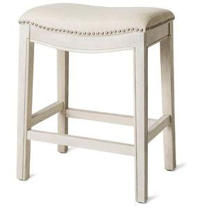 Counter Height Upholstered Backless Saddle Barstool