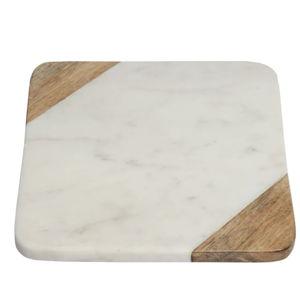 Wood & Marble Trivet, 8"