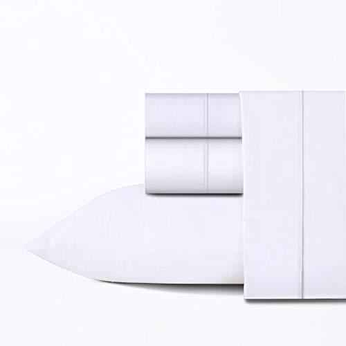 Egyptian Cotton Sheets Queen Size Set 4 Pieces, 600 TC 100% Egyptian Cotton Bed Sheets, Breathable, Soft & Silky Sateen Weave Fits Mattress Up to 18" Deep Pocket (White, Queen)