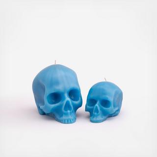 Bright Blue Skull Candle