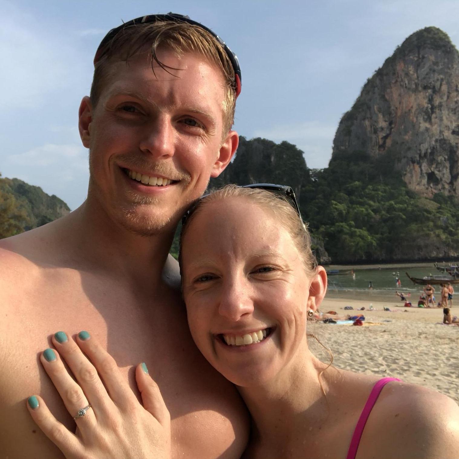 Right after she said "Yes!" on Railay Beach in Thailand on April 2, 2018.