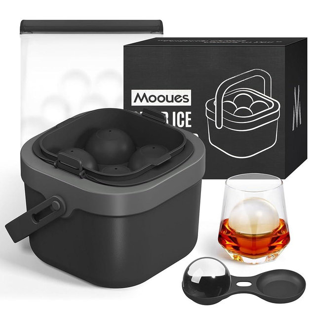 Mooues Clear Ice Ball Maker Mold, Whiskey Ice Cube Tray, 2.4 Inch Large Round Ice Molds for Cocktails Whisky Bourbon Liquor, Best Dad Ever Gifts for New Dad Husband Men who Have Everything