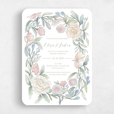 Green Rounded Wedding Invitation - Wilbur Frame