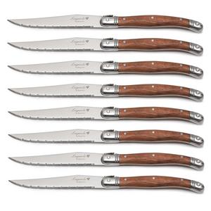 FlyingColors Laguiole Style Steak Knife Set. Stainless Steel, Wood Handle, 8 Pieces