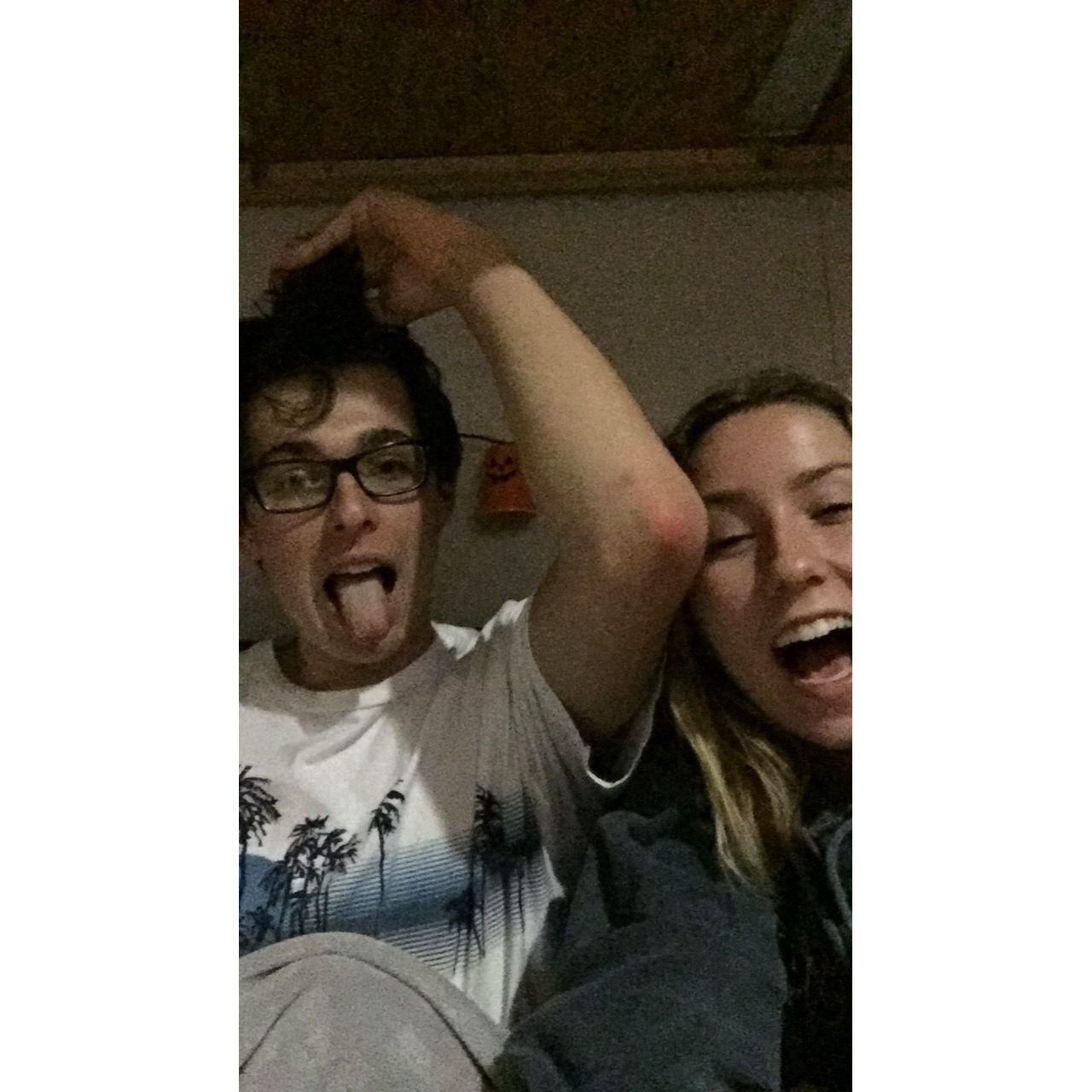 Us being goofballs in Jake's dorm at CMC our Freshman year!