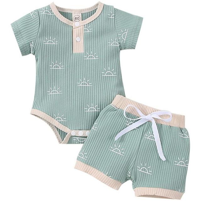 HZYKOK Unisex Baby Clothes Pajamas Toddler Pants Shorts Set Boy Girl 2Pcs Outfit Solid