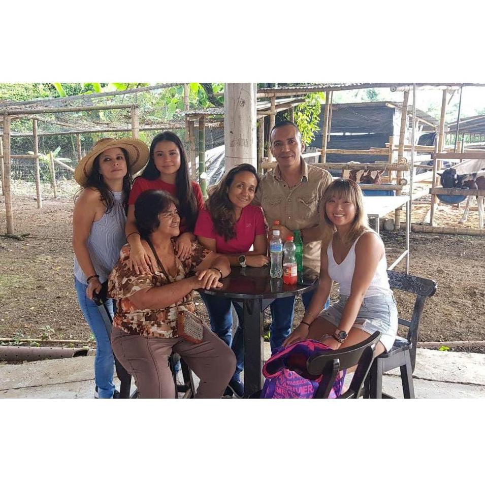 Sam with Bryan's family! We visited a farm together and went night horseback riding in the forest.