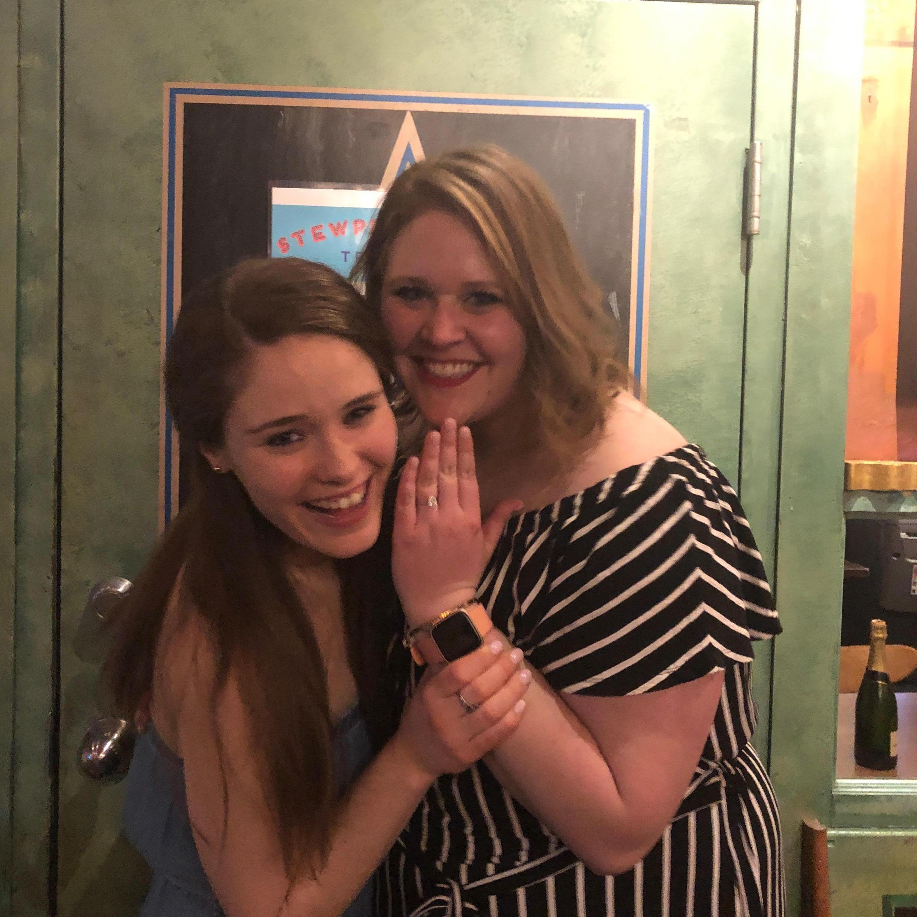 Just after our first proposal!! Trivia night at Big Chicks