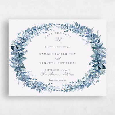 Grayed Navy, Blue Wedding Save the Date - Elowen Landscape