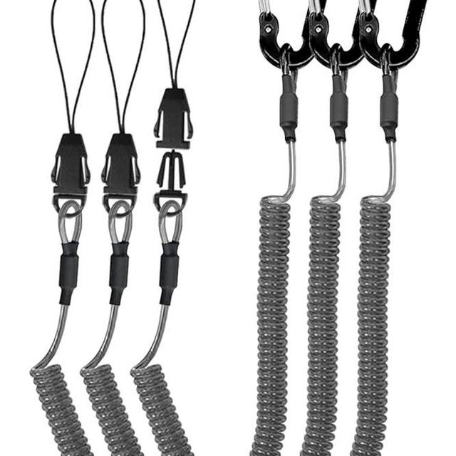 Lix&Rix Coiled Lanyards with Carabiner, Ring and Quick Release Detachable Buckle for Fishing Equipment Keys, Cards, Tools