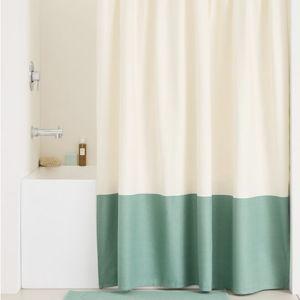 Colorblock Canvas Shower Curtain in Peacock