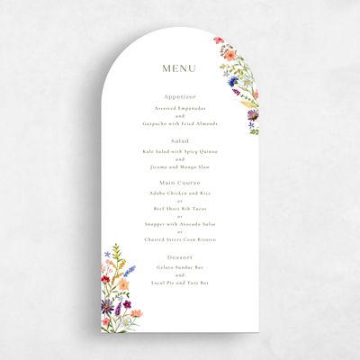 White Arch Wedding Menu - Spasso