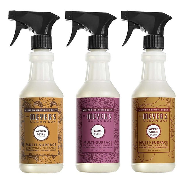 MRS. MEYER'S CLEAN DAY Multi-Surface Cleaner 3 Pack Variety 16 OZ Each, 1 CT (Mum + Apple Cider + Acorn Spice)