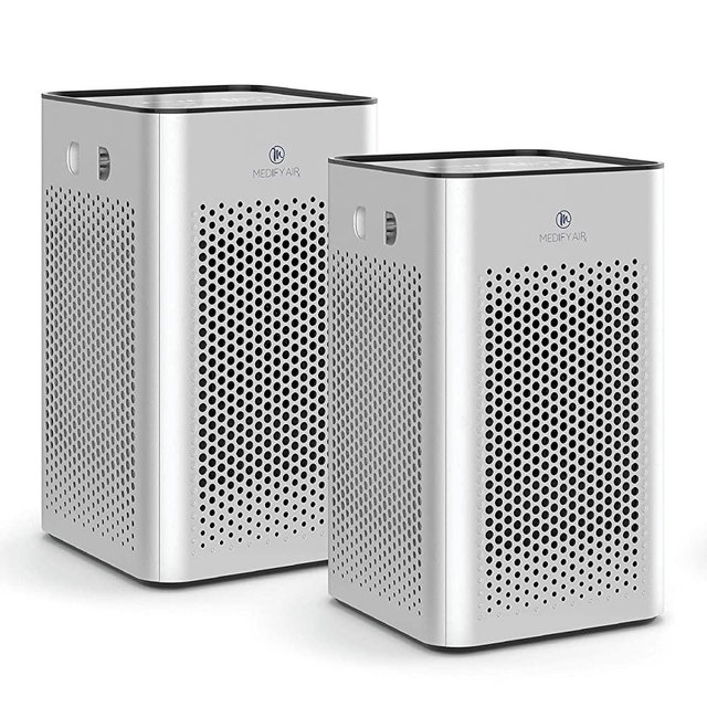 Medify MA-25 Air Purifier with H13 True HEPA Filter | 500 sq ft Coverage | for Smoke, Smokers, Dust, Odors, Pet Dander | Quiet 99.9% Removal to 0.1 Microns | Silver, 2-Pack