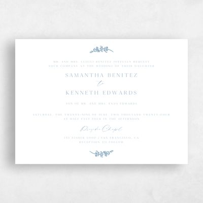 White Floral Wedding Invitation - Capri Landscape