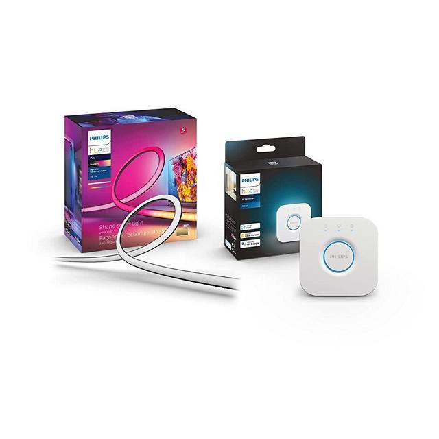Philips Hue Gradient LightStrip 55" (Sync with TV, Music and Gamin), Hue Sync Box Required for Sync and Hue Smart Hub (Compatible with Alexa Apple HomeKit and Google Assistant), White Ambiance